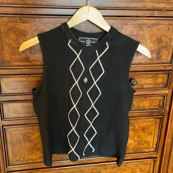 ST John Sport by Marie Gray black and white sweater vest - Picture 1 of 9